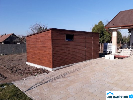 WOOD Z001 - zahradní domek z plechu v dekoru dřeva 6 x 3 m