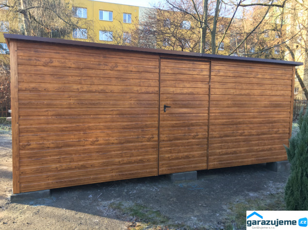 WOOD Z008 - zahradní domek z plechu v dekoru dřeva 5,5 x 3 m